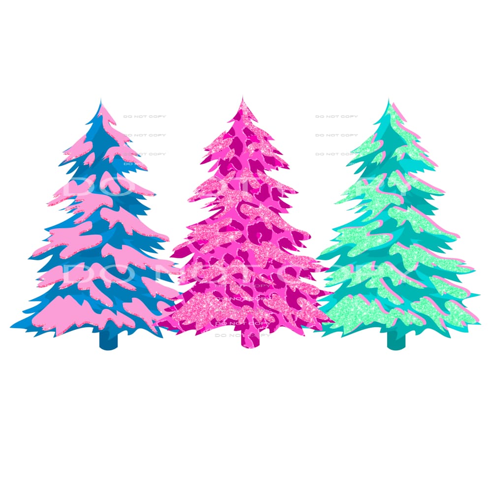Pink and Turquoise Trees # 2067 Sublimation transfers - Heat