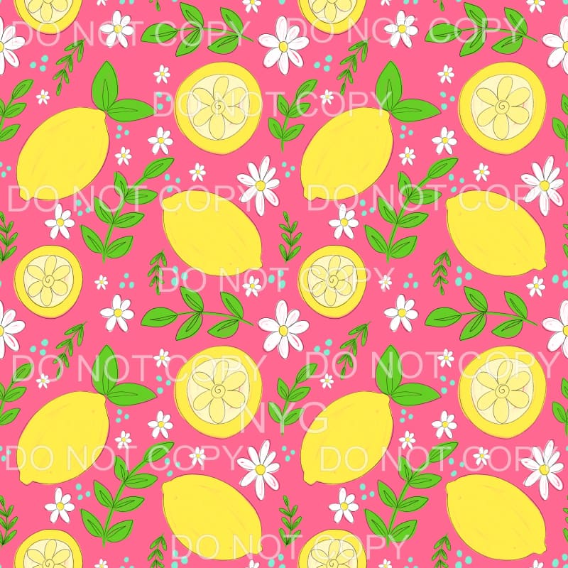 Pink Floral Lemon Sheet Sublimation transfers - Heat