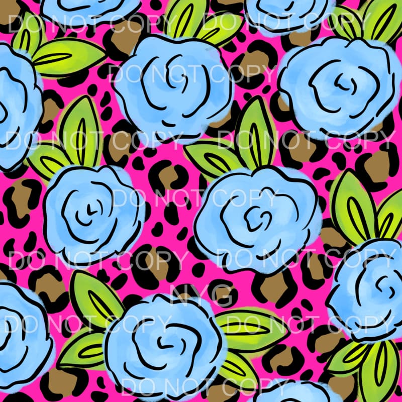 Pink Leopard Blue Floral Sheet Sublimation transfers - Heat