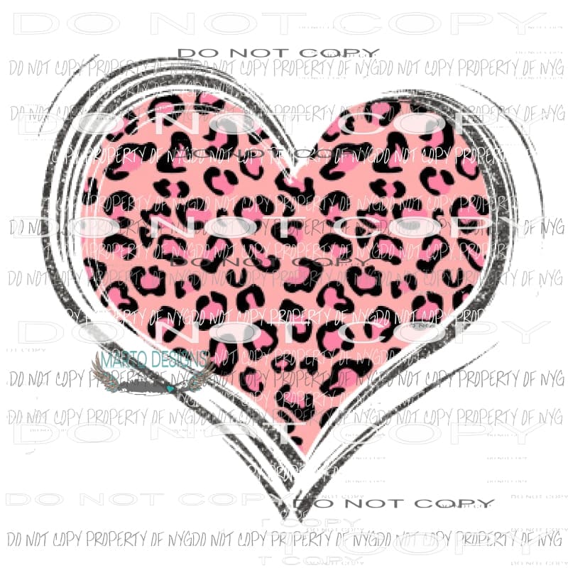 Pink leopard heart Sublimation transfers Love valentines day heart Heat Transfer