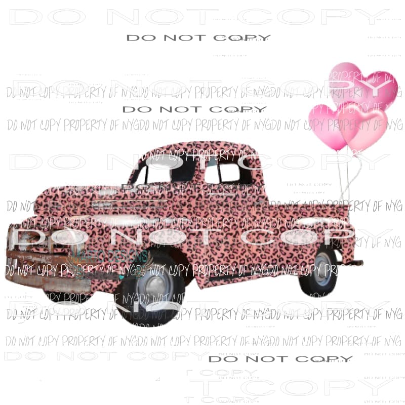 Pink Leopard Truck balloons Sublimation transfers Heat Transfer