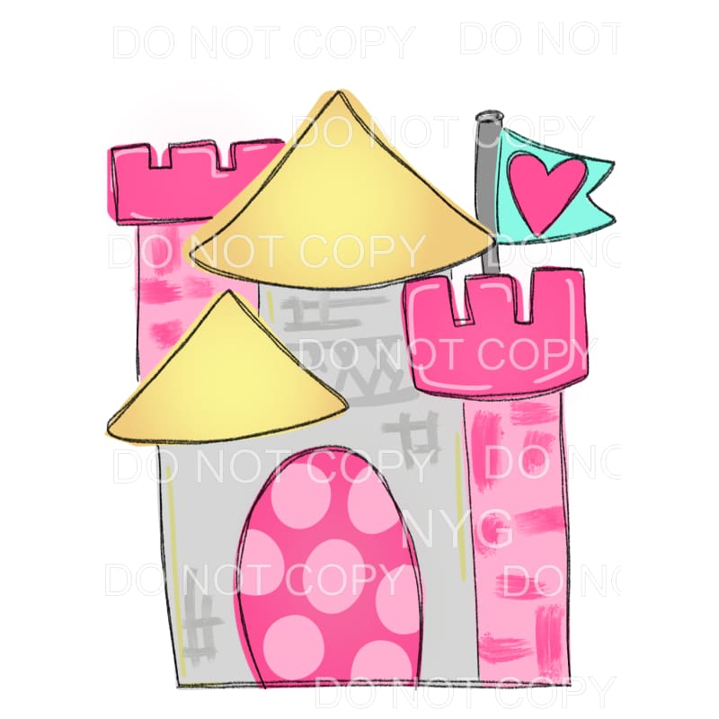 Pink Polka Dot Castle Sublimation transfers - Heat Transfer