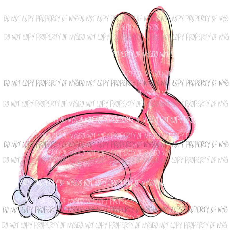 Pink Rabbit bunny girl watercolor Sublimation transfers Heat Transfer