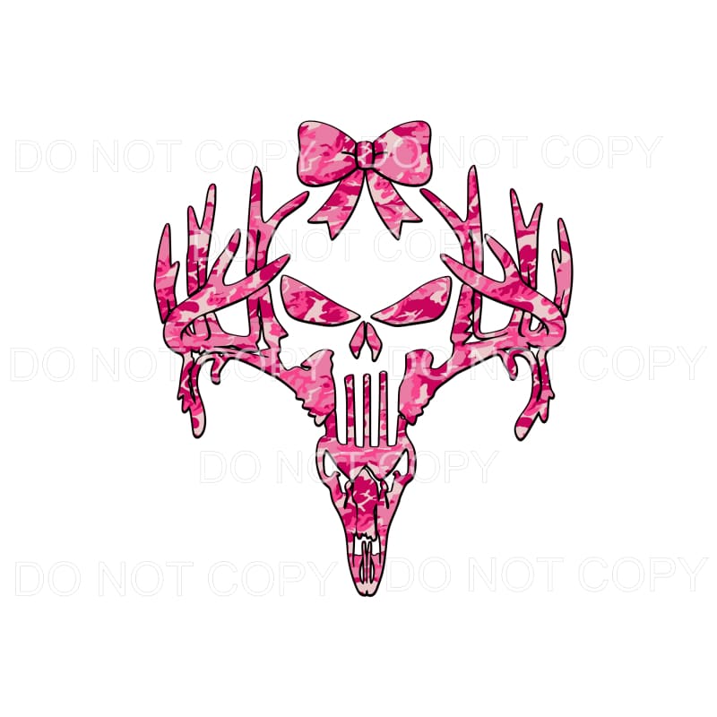 Pink Skull Camo Bow Sublimation transfers - Heat Transfer