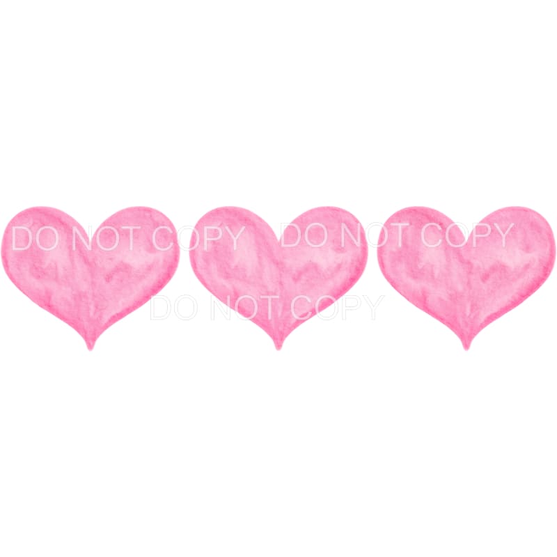 Pink Watercolor Heart Trio Sublimation transfers - Heat