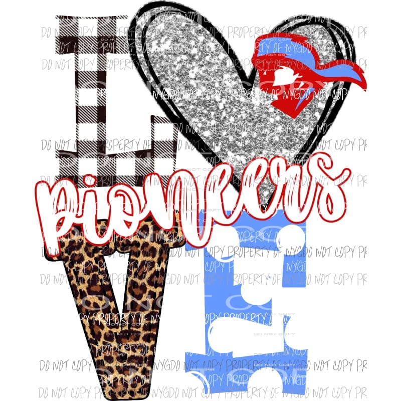 Pioneers man hat Baby blue red and silver heart love polka dot Sublimation transfers Heat Transfer