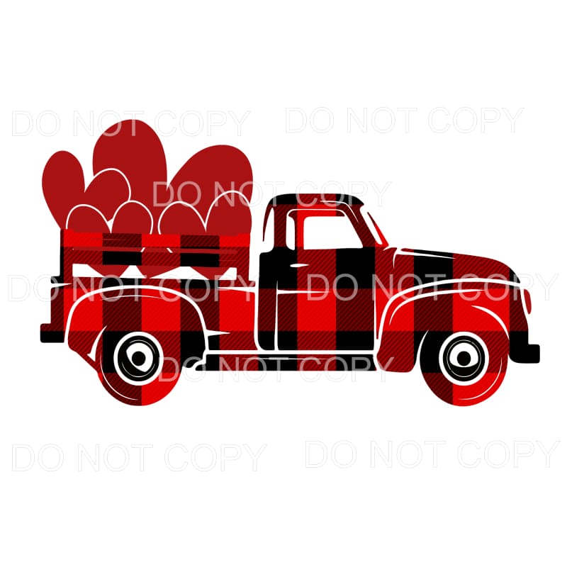 Plaid truck with hearts Sublimation transfers - Heat