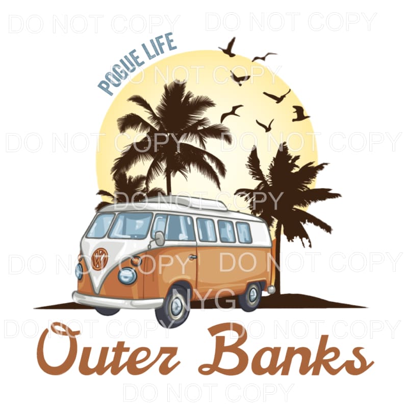 Pogue Life Outer Banks Vintage VW Bus Palm Trees Birds #790