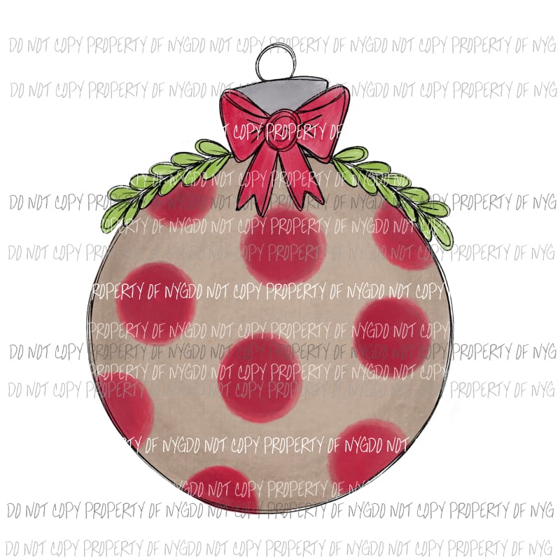 Polka dot ornament red brown bow Sublimation transfers Heat Transfer