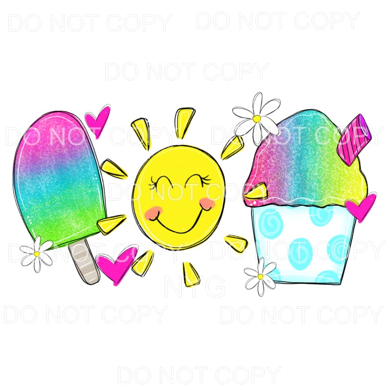 Popsicle Sunshine Snocone Summer Sublimation transfers -