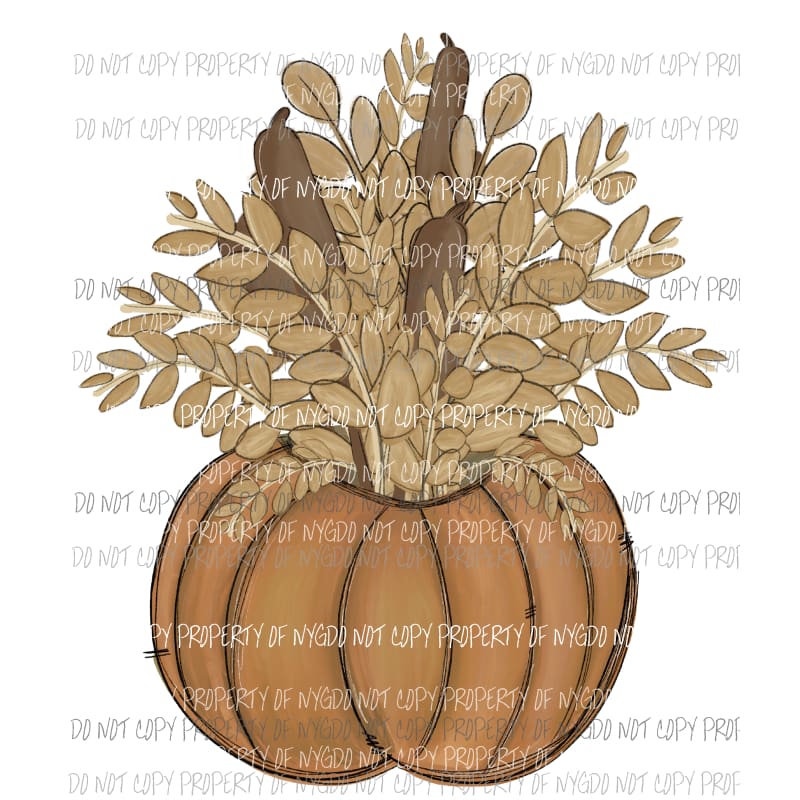 Pumpkin filled with cattails and leaves Sublimation transfers Heat Transfer