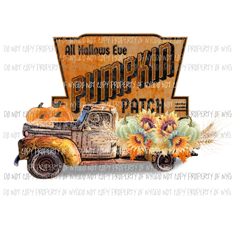 Pumpkin Patch Old Truck Halloween # 30 Sublimation transfers Heat Transfer