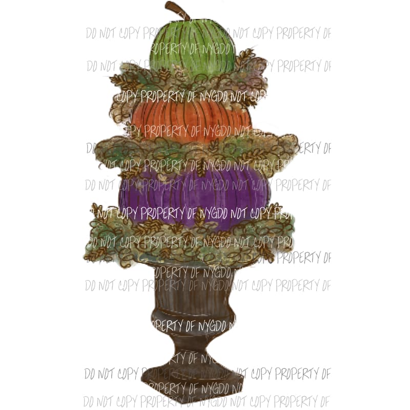 Pumpkin Topiary Hand Drawn Sublimation transfers Heat Transfer