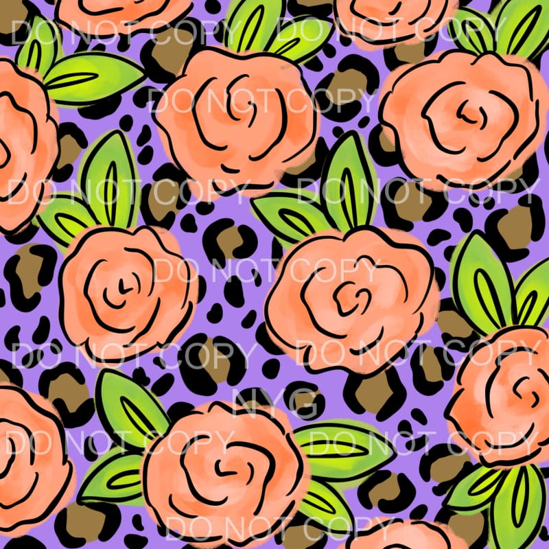 Purple Leopard Floral Sheet Sublimation transfers - Heat