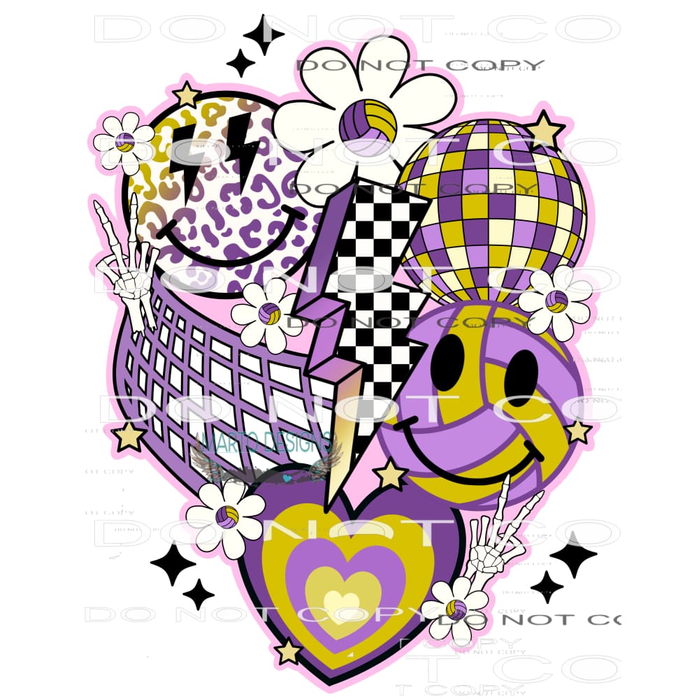 Purple Volleyball #9388 Sublimation transfers - Heat