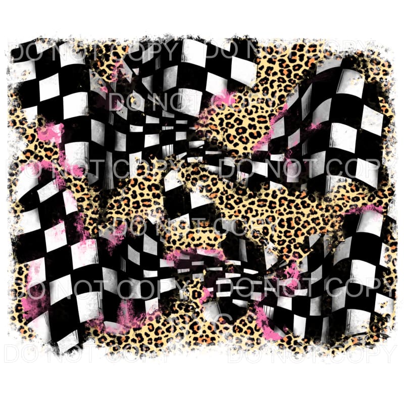 Racing Checkered Flag Leopard Pink Background Sheet #264