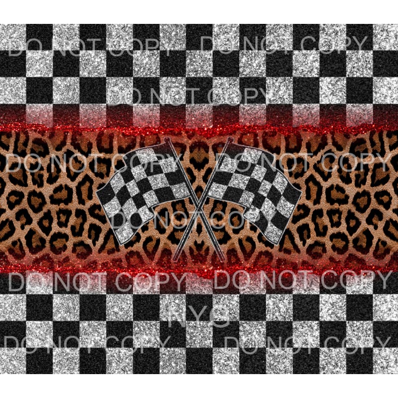 Racing Checkered Flags Leopard Sheet Sublimation transfers -