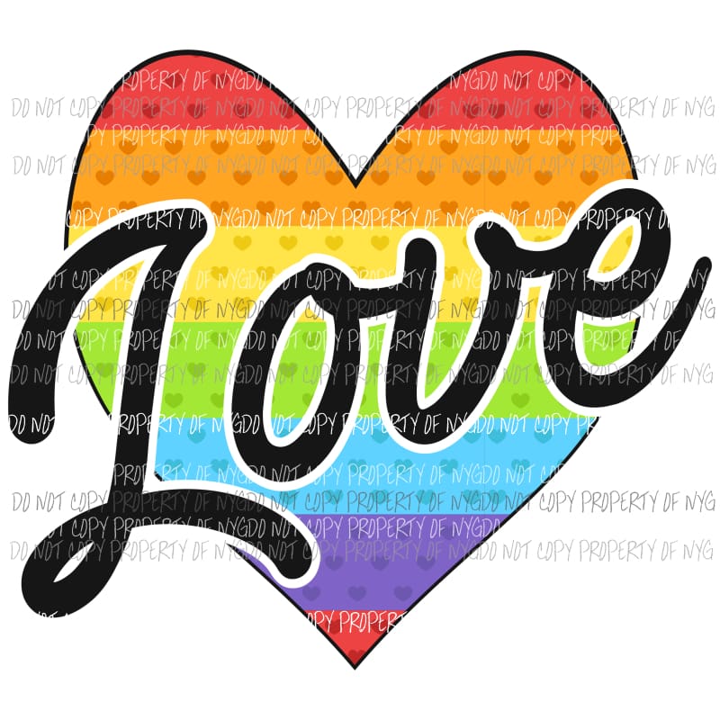 Rainbow Love Heart Sublimation transfers Heat Transfer