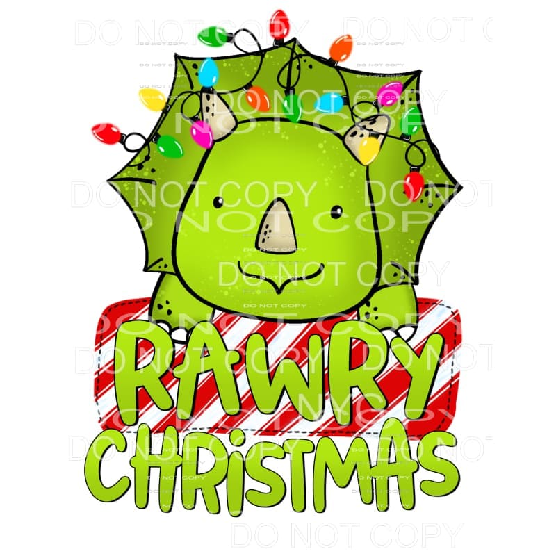 Rawry Christmas Dinosaur Candy Cane Stripes Christmas Lights