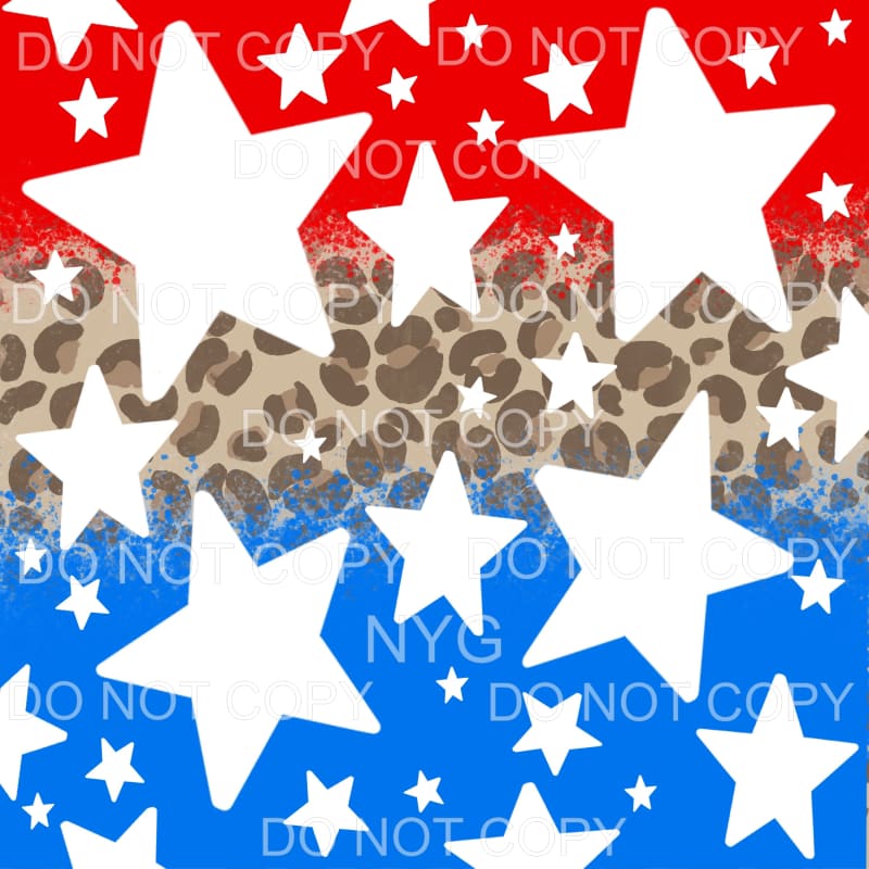Red Leopard Blue Stars Sheets Sublimation transfers - Heat