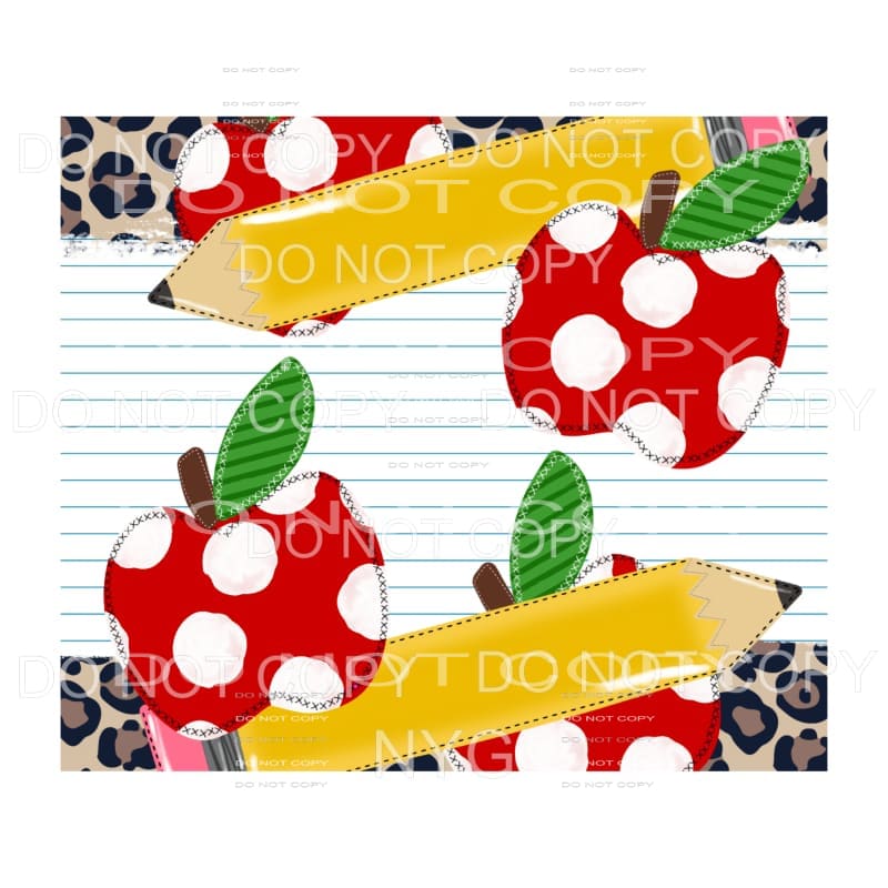 Red Polka Dot Apple Pencils Paper Leopard Teacher Sheet
