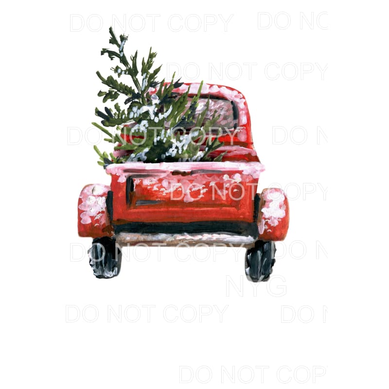 red truck with tree # 85 Sublimation transfers - Heat