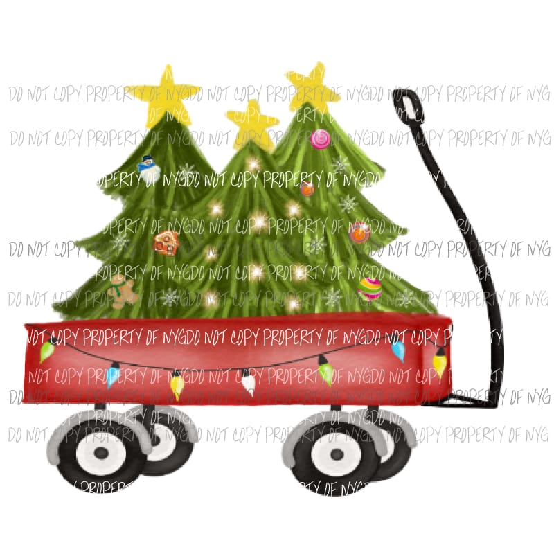 Red Wagon with trees 2 Sublimation transfers Heat Transfer