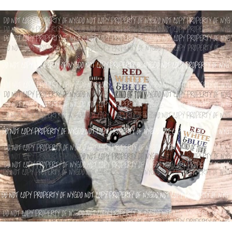 Red white and blue kinda town Sublimation transfers Heat Transfer