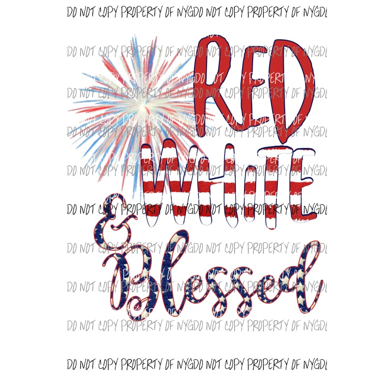 Red White & Blessed # 3 Sublimation transfers Heat Transfer