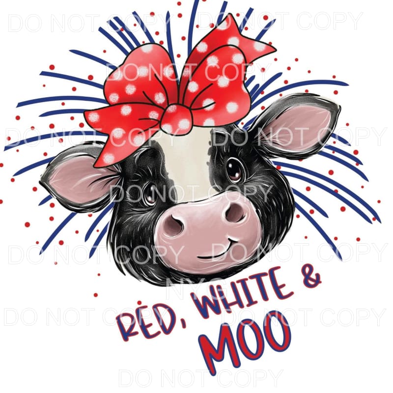 Red White & Moo Cow Bow Fireworks USA America #1547