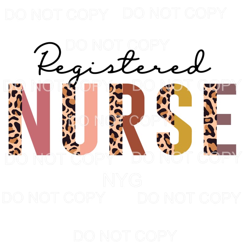 Registered Nurse Half Leopard Sublimation transfers - Heat
