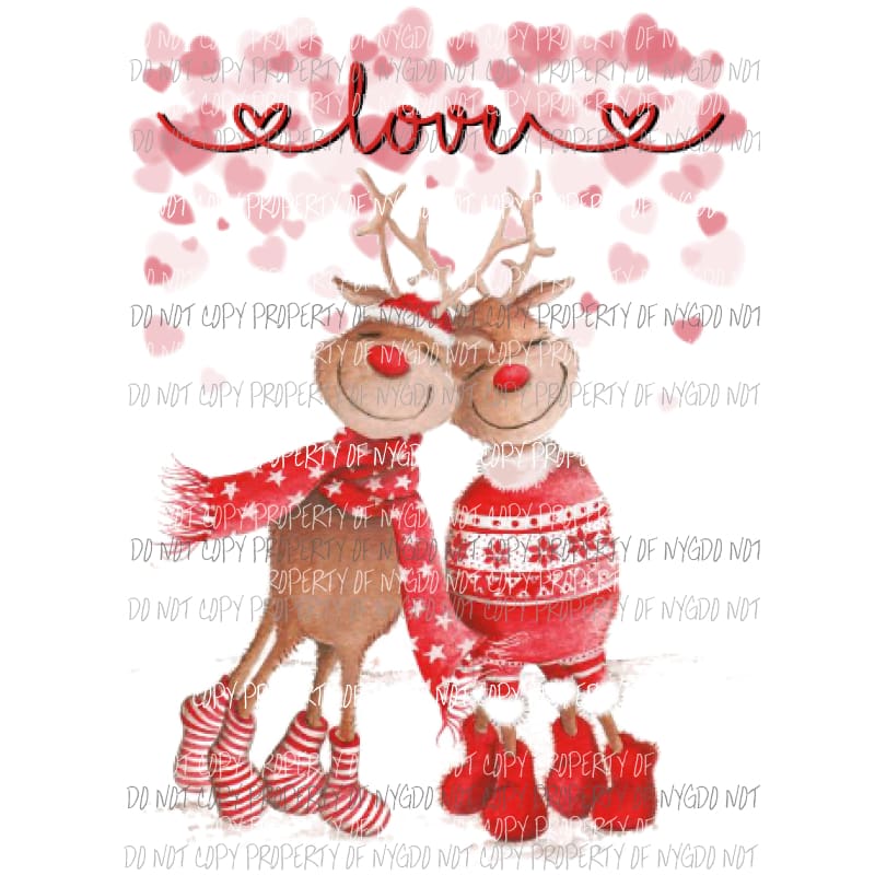 Reindeer 2 love valentine Sublimation transfers Heat Transfer