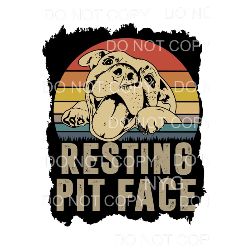 Resting Pit Face Retro Pitbull Dog Sublimation transfers -