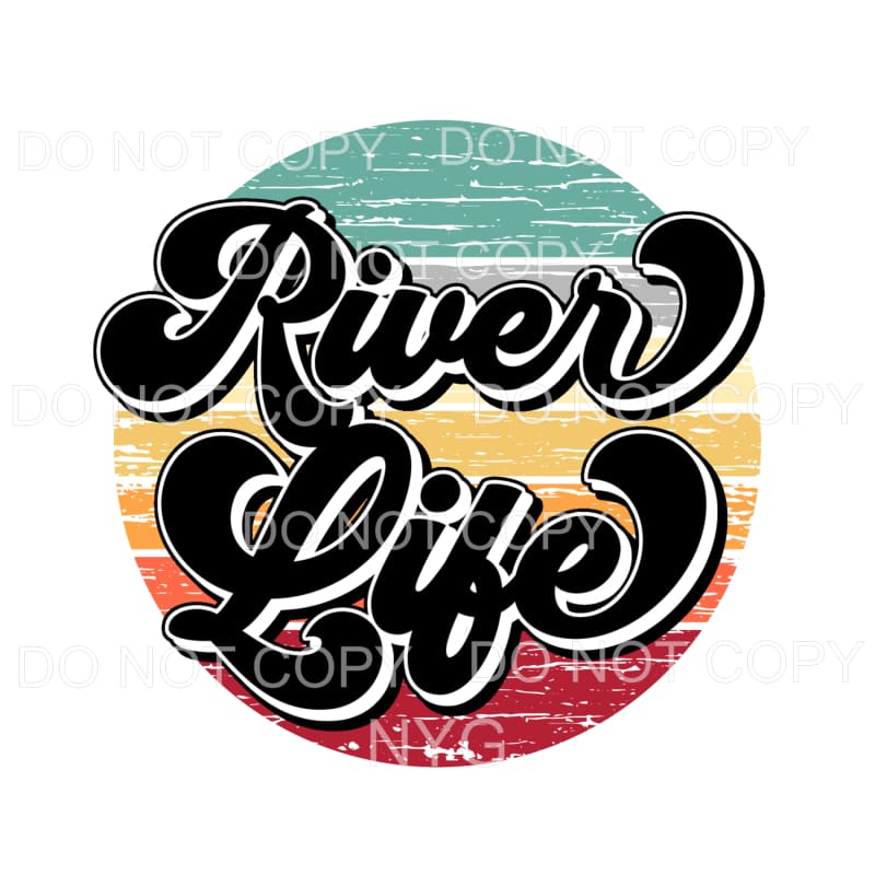 River Life Retro Distressed Wood Circle Sublimation