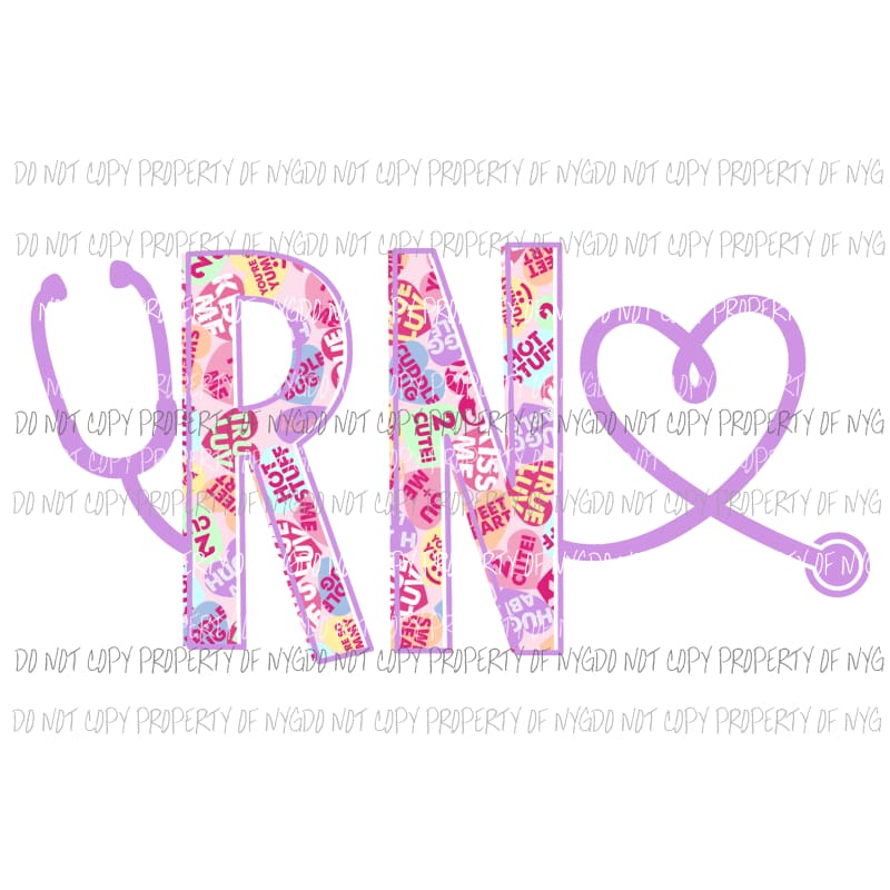 RN nurse valentine stethoscope heart Sublimation transfers Heat Transfer