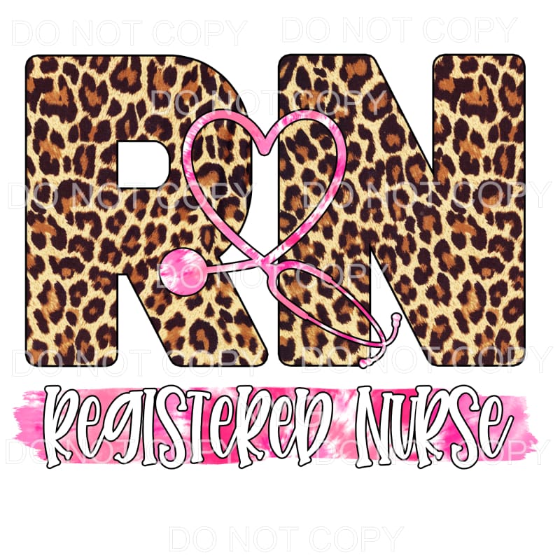 RN Registered Nurse Leopard Pink Stethoscope Sublimation