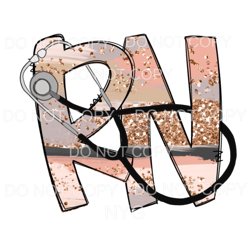RN Registered Nurse Pink Glitter Stethoscope Sublimation