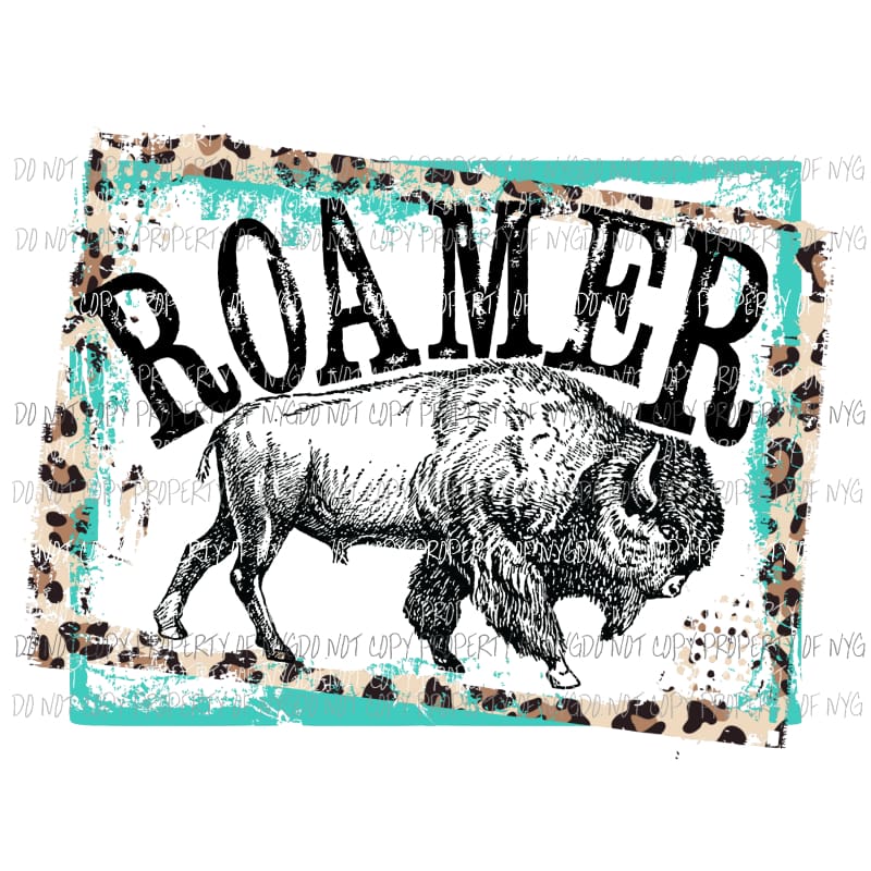 ROAMER bull leopard teal frame Sublimation transfers Heat Transfer