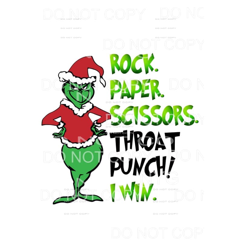 rock paper scissors throat punch I win Grinch Santa