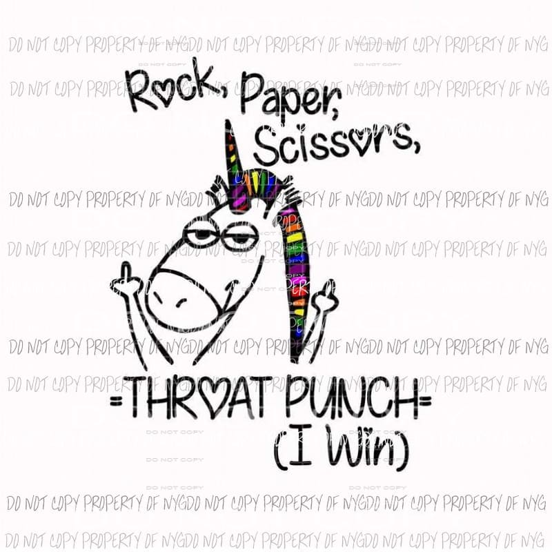 rock paper scissors throat punch unicorn Sublimation transfers Heat Transfer
