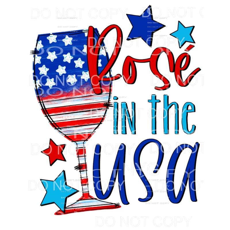 Rose In The USA Wine Glass 4th Of July America Sublimation
