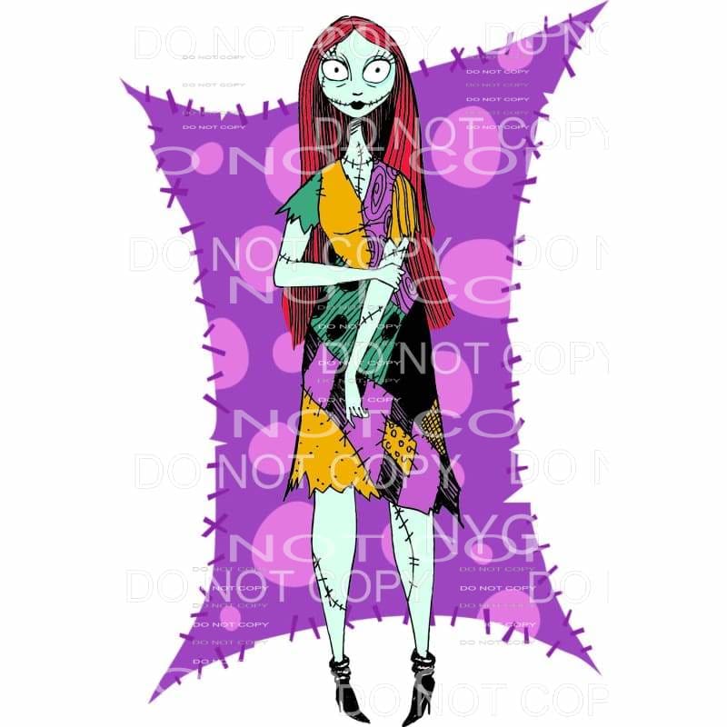 Sally Puple Polka Dot Background The Nightmare Before