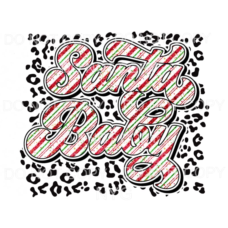 Santa Baby Candy Cane Stripes Leopard Sublimation transfers