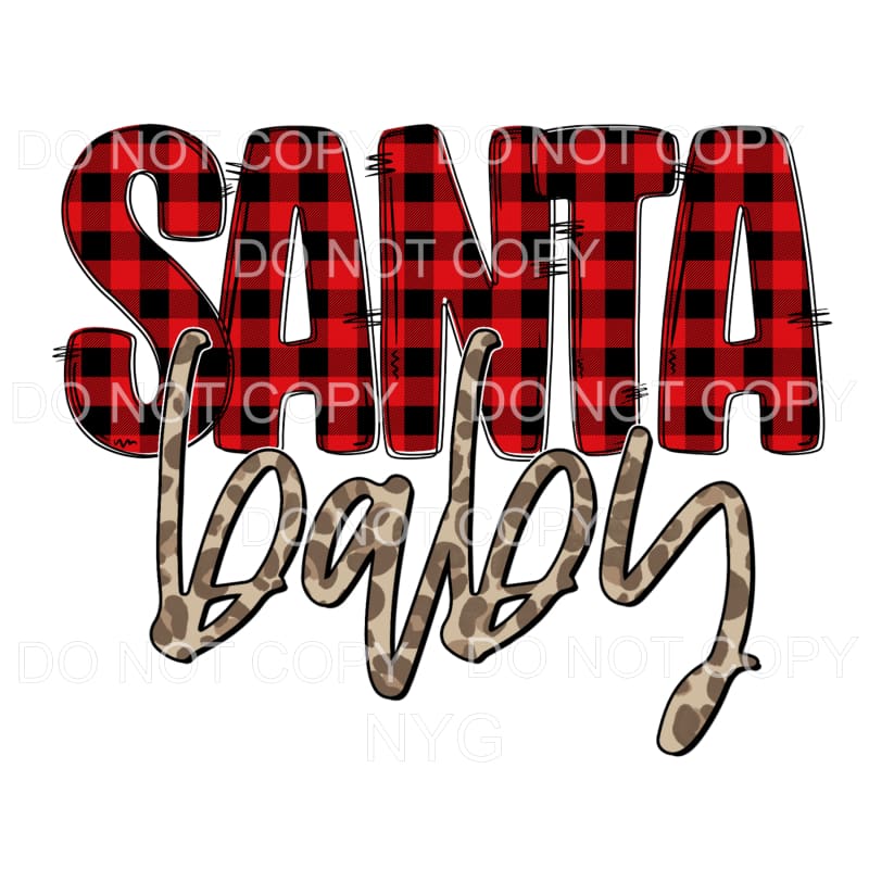 Santa Baby Red Plaid Leopard Sublimation transfers - Heat