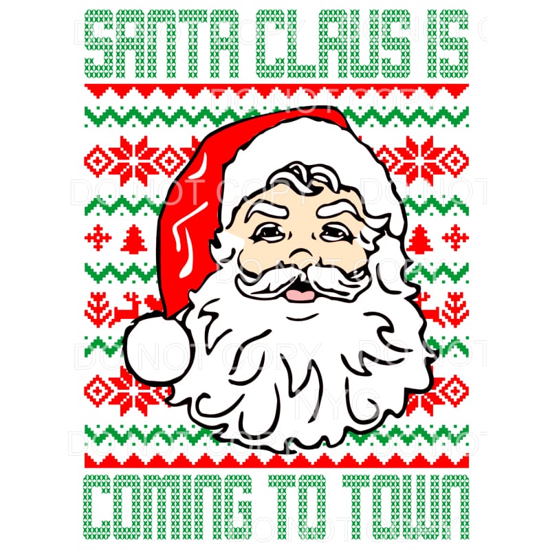 Santa Claus Is Coming To Town Christmas Print Background