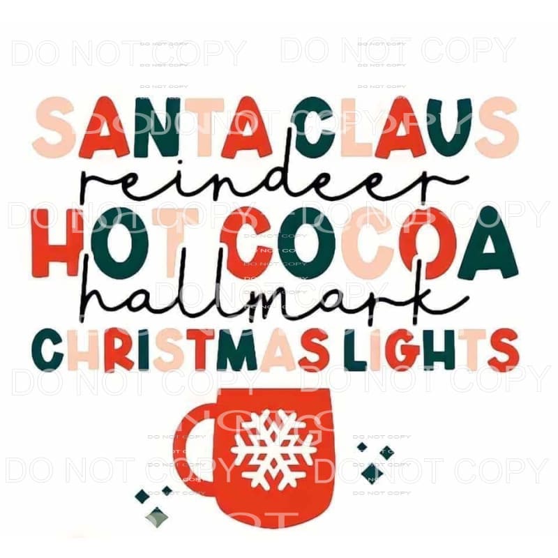 Santa Claus Reindeer Hot Cocoa Hallmark Christmas Lights Red