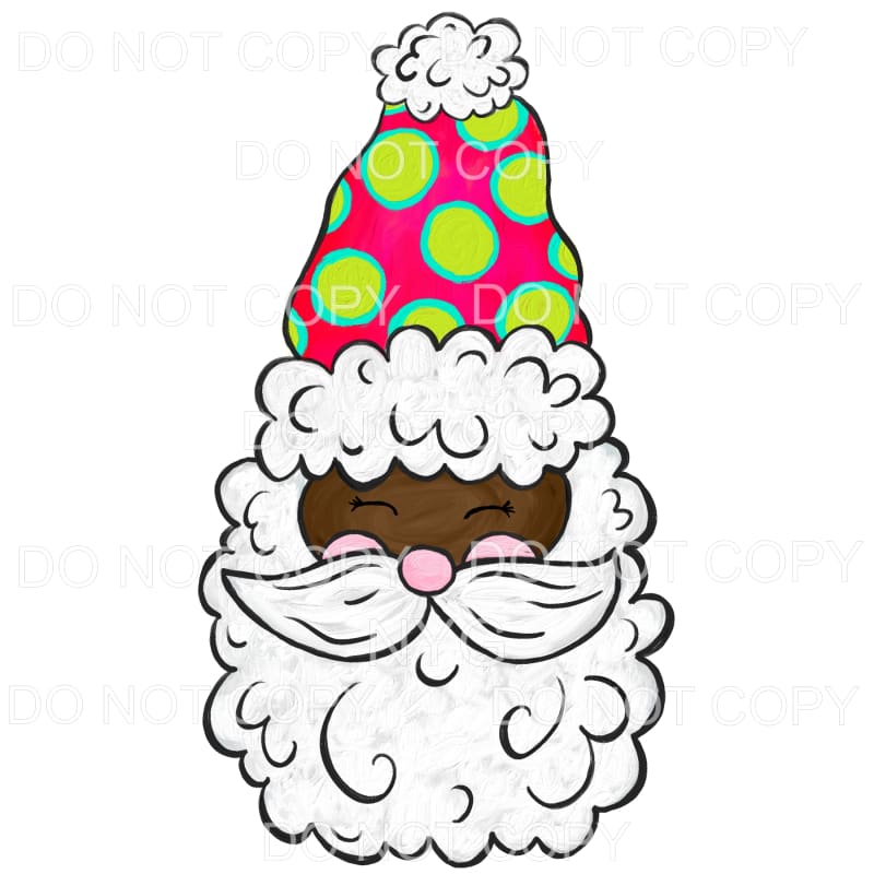 Santa Dark Skin Red Green Polka Dot Hat #1566 Sublimation