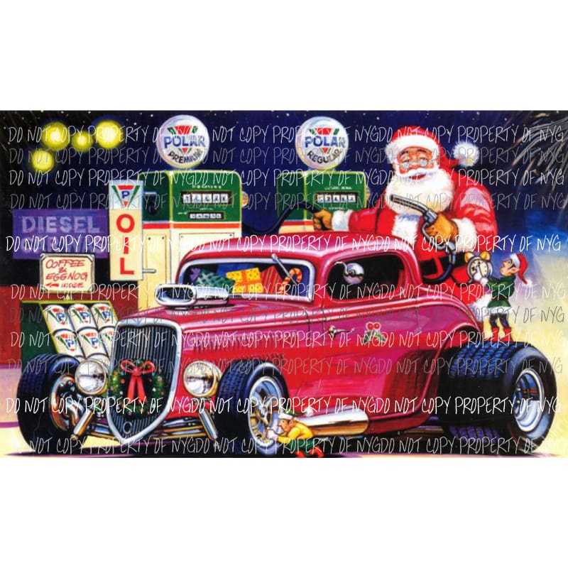 Santa Hot rod # 1 Sublimation transfers Heat Transfer