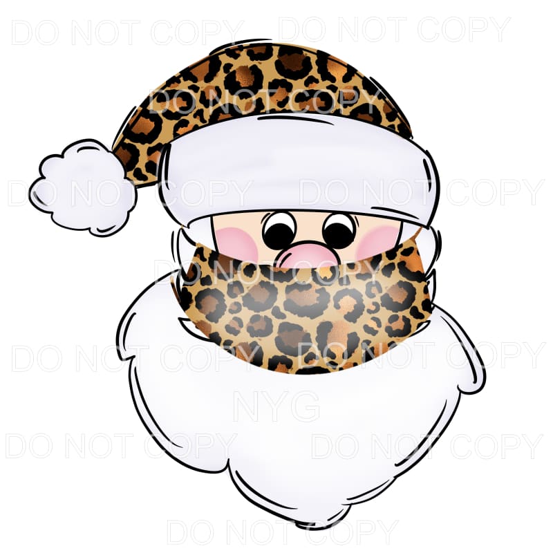 Santa Leopard Hat Mask Sublimation transfers - Heat Transfer