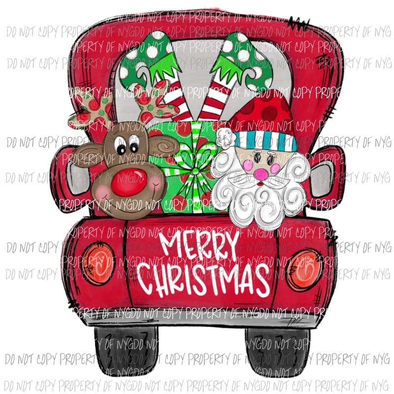 Santa Truck # 8 Christmas Sublimation transfers Heat Transfer